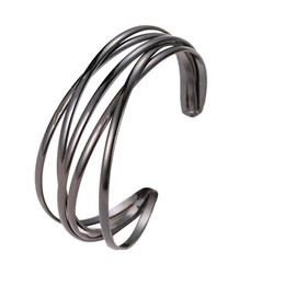 SINLOV Fashion Open Bangle Bracelet Cross Cuff Bracelet Adjustable Chunky Open Cuffs Wrist Bracelet Adjustable Jewellery Dainty Hand Jewelry for Women (Black)