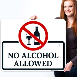 Sigo Signs, No Alcohol Allowed Sign, 24x30 Inches, 55 mil Thick HDPS (high Density polystyrene), Made in USA