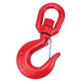 QWORK Swivel Lifting Hook, 1 Pack of 5 Ton Swivel Eye Sling Hook with Latch, Forged Alloy Steel Crane Swivel Hook, Lifting Swivel Hoist Hook Rigging, Red