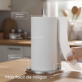 U Chef Soporte para Toallas de Papel de Acero Inoxidable con Base Pesada Antideslizante, Porta Servitoallas de Cocina Moderno para Operación con Una Sola Mano (Plateado)