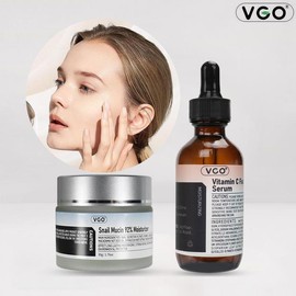 VGO Vitamin C Serum 30ml/60ml All Skin Types Moisturizing Lotion Face Cream 92% Snail Mucin USA Skincare Set Gentle Skin Moisture Glow Moisturizer Hyaluronic and Reduce wrinkles Acne - Specification: VC Facial Serum 30ML+Snail Mucin