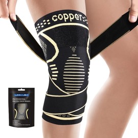 Lexniush Copper Knee Support for Men/Women, Adjustable Knee Brace with Straps, Knee Compression Sleeve for Running, Sports