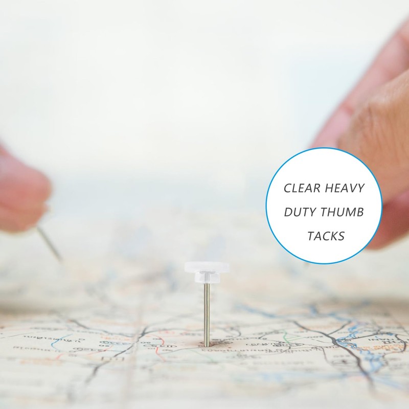 Willrain Clear Plastic Push Pins and Tacks - 150 Count,