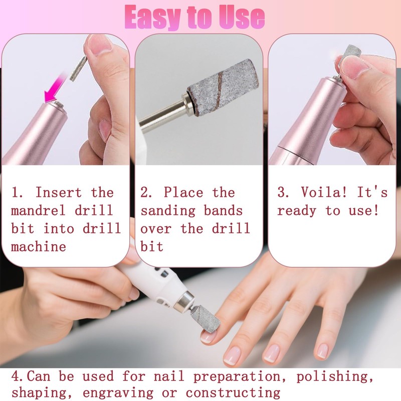100Ps Small Sanding Bands for Nail Drill, 180/240 Fine Grit