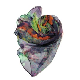 Shanlin Mulberry Silk Long Scarves in Gift Box (65”x39.5) Night Garden