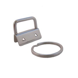 Key Fob Hardware with Key Rings Sets - 1" or 1.25" Inch - Qty 10 - Pick Color (1", Nickel)
