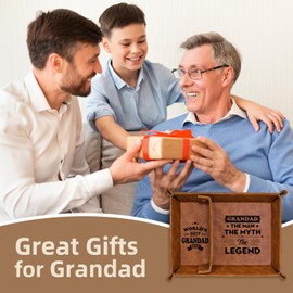 Christmas Valet Tray Gifts for Grandad from Grandchildren, Bedside Organiser Tray Best Grandads Secret Santa Gifts, Advent Calendar Xmas Presents Nightstand PU Leather Tray for Men's Accessories