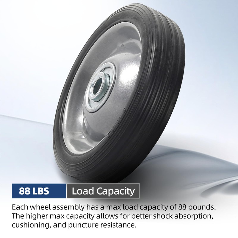 AR-PRO (2-Pack) 5" x 1.2" Flat Free Solid Rubber Wheel