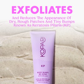 Kopari Kopari KP Body Bumps Be Gone Exfoliating Body Scrub with 10% AHA, to Smooth Skin, Reduce Bumps, Decongest Pores, Clarifying, Gently Exfoliate & Wash | 8.45 fl oz Tube