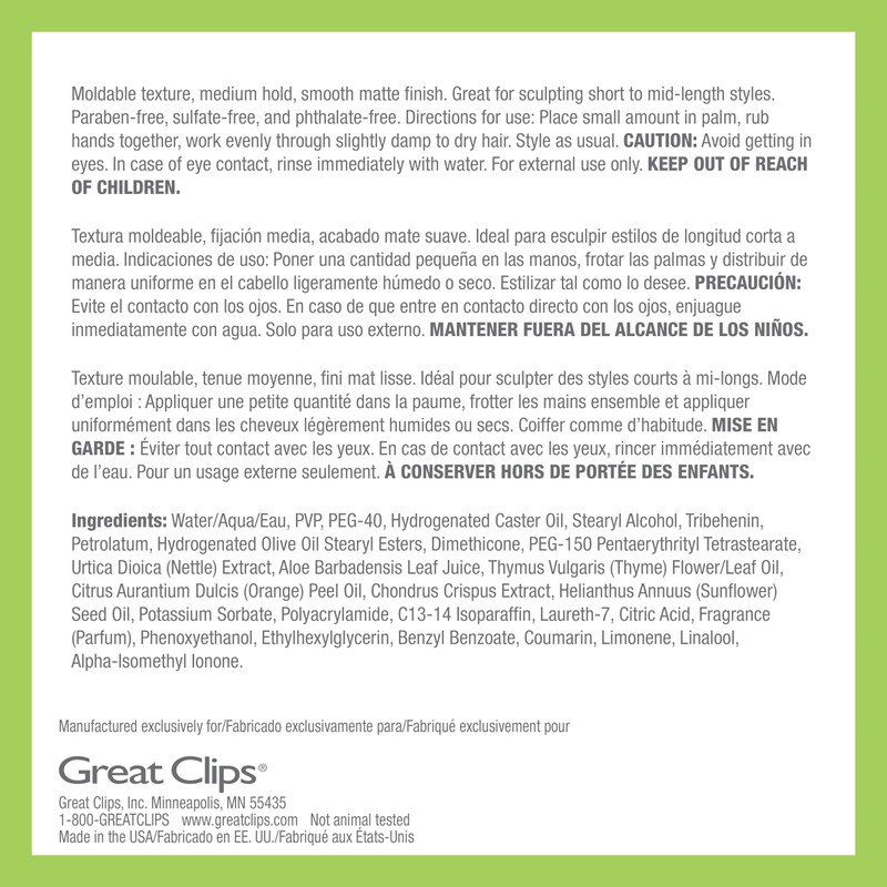 GREAT CLIPS LATITUDE Matte Texture Clay | Hair Gel for