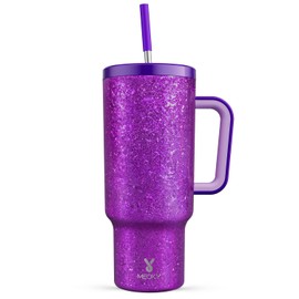 Meoky Tumbler with Handle and Straw for Women: 40 oz Stainless Steel Insulated Tumbler with Lid and Straw 100% Leakproof for Car Travel Home - Fashion Enthusiasts, Lavender