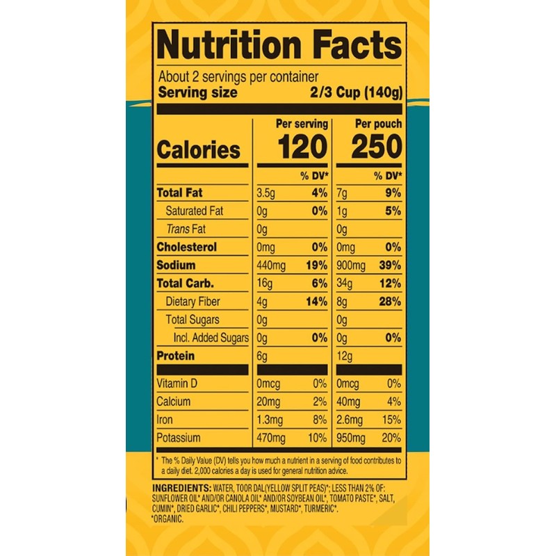 Tasty Bite Organic Jodhpur Lentils, 10 Ounce, Pack of 6,