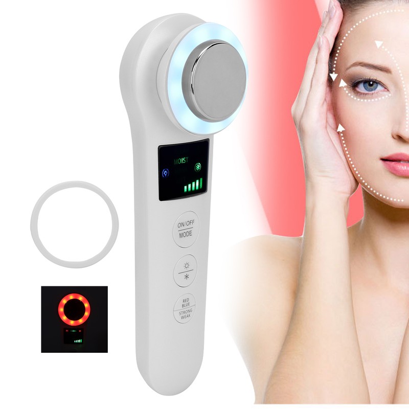 Hot Cold Face Massager Handheld Facial Vibration Massager Red Blue