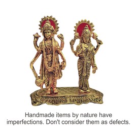 Wonder Care Lakshmi Narayan Statue with Great Detail in Ivory Antique Finish Laxmi Vishnu Statue for Puja Items Mandir Ideal Religious Gift