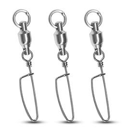 Atibin Bearing Swivels Fishing Snap Saltwater Stainless Lock Snaps Swivel Steel Rolling Quick Fishing Snaps Swivel Freshwater Connector 50pcs 120lbs