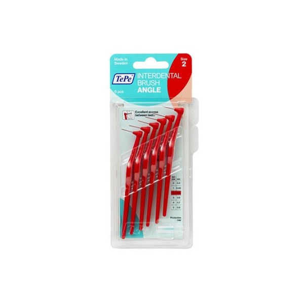TePe Interdental Brush Angle Red (ISO Size 2) 0.5mm 6 Pack