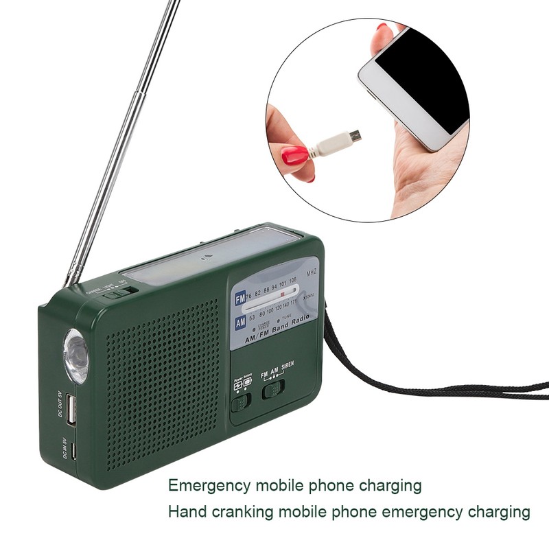 Plastic Outdoor Emergency Light Radio Hand Crank Generate Electricity Multifunction