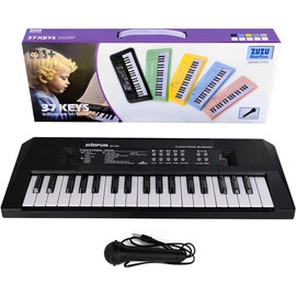 Kids piano keyboard, 37 keys portable music keyboard early learning educational electronic music piano instrument toys for year old boys and girls (black) - Color: Blue, Size: Default