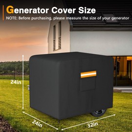 EVRBUL Generator Cover, 32’’L x 24’’W x 24’’H Heavy Duty Waterproof 420D All-Weather Generator Cover with Storage Pocket Compatible with Most Generators 5000-10000 Watt (Black)