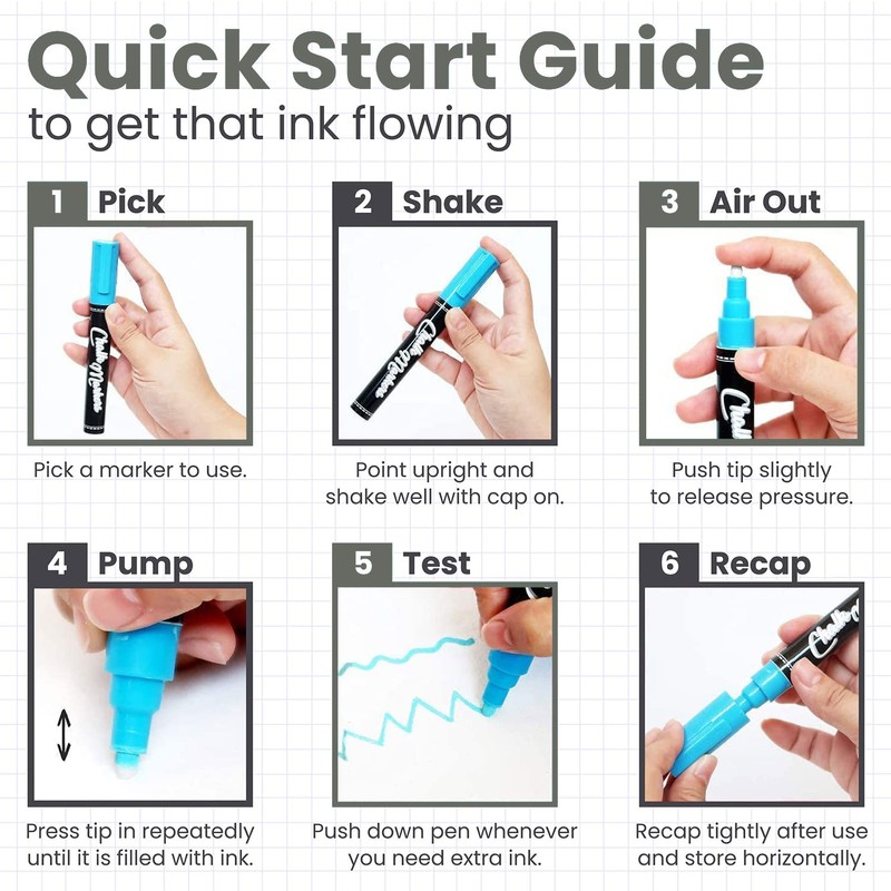 Metallic Chalk Markers (8 Pack) Liquid Chalk Pens for Blackboards,