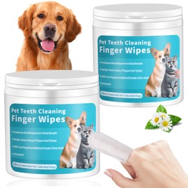 jxzdle Dog Teeth Cleaning Wipes, 100Pcs Gentle Pet Dental Finger Wipes for Dogs Cats, Freshens Breath, Reduce Plaque, Portable Disposable Dental Wipes for Dogs Teeth Pet Dental Care Finger Wipes