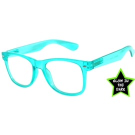 Vintage Clear Lens Sunglasses Glow in the Dark Turquoise Frame