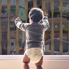 Yiomxhi Child Safety Net Mesh, Baby Balcony and Stairway Safety Net, 10FT x 3FT Banister Guard Heightened Adjustable Sturdy Stairway Railing Fence Mesh Protection Net for Kids and Toy, Black