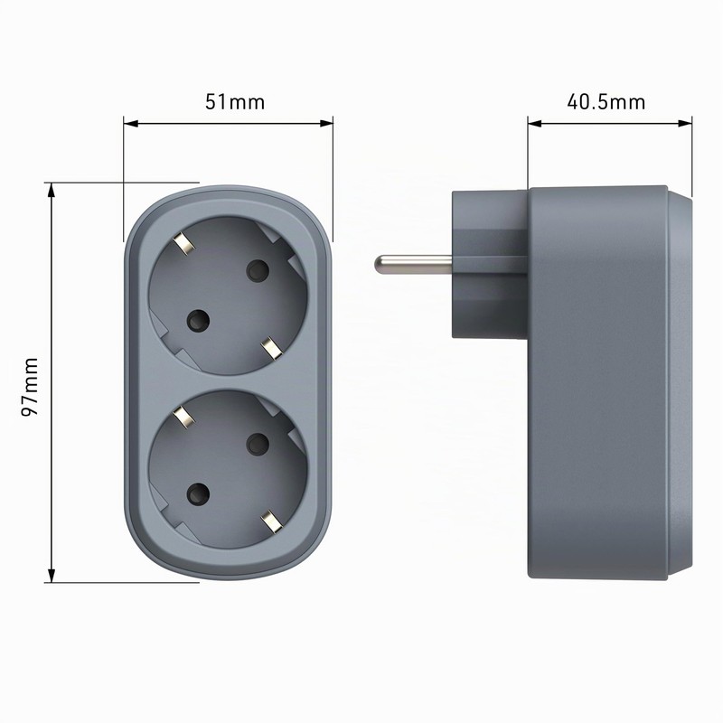 Electraline 55098 Adattatore Doppio Prima 2 Prese 16A (2P+E) Schuko