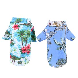 CORHAD 2pcs Tropical Theme Pet Shirts for Dogs and Cats Apparel Lightweight and Breathable Fashionable Pet Clothing for Beach Pool Parties Comfortable and Stylish Pineapple and