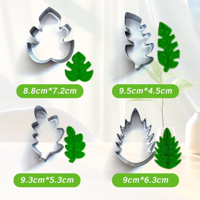 NIIIYTYB 4 Piece Leaf Cookie Cutter Set Tropical Stainless Steel