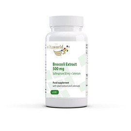 Vita World Broccoli Extract 500mg from Broccoli Sprouts 100 Capsules - high dose with 50mg sulforaphane per Capsule - Vegan and Free of additives - German Pharmacist Production