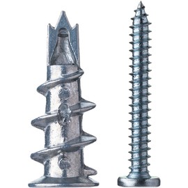 Pack of 50 Plasterboard Dowels, Self-Drilling Plasterboard Dowels, Cavity Dowels Metal with 50 Screws, Rigypsum Dowels for Mounting in Concrete, Bricks, Stone, Plasterboard Panels Uvm