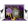 Happy 40th Birthday Backdrops Shining Purple Dots and Gold Frame