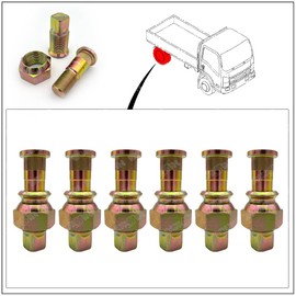 6 Wheel Nuts & Studs RH Rear Wheel for Isuzu NPR NQR NPR-HD NRR Reach GMC/Chevy W3500 W4500 W5500 1998-2021