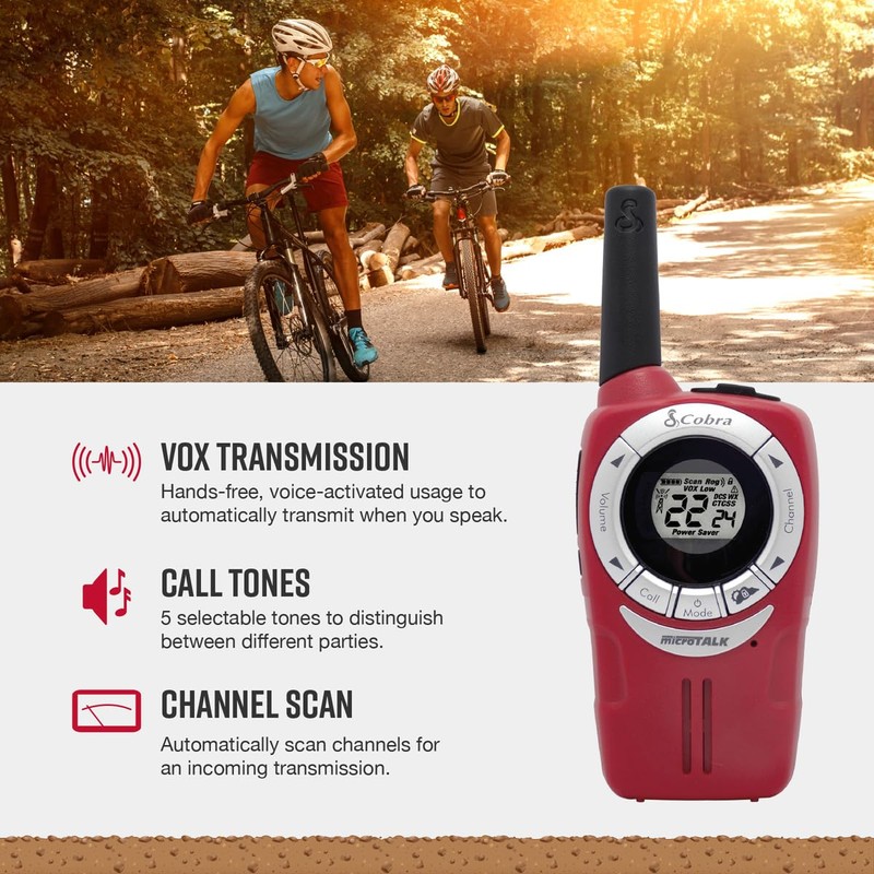 Cobra ACXT360 Water Resistant Walkie Talkies – Rechargeable, 22 Channels,