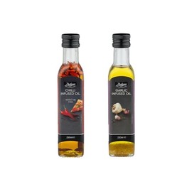 Infused olive oils,chilli and garlic,perfect on pizza etc. - 2 x 250 ml.