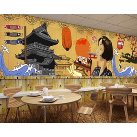 3D Sushi Place 3386 Wall Paper Wall Print Decal Deco wall Murals Removable Wall Mural | Self-adhesive Large Wallpaper AJ UK Muzi (Woven Paper (Need Glue), 【123”x87”】312x219cm(WxH))