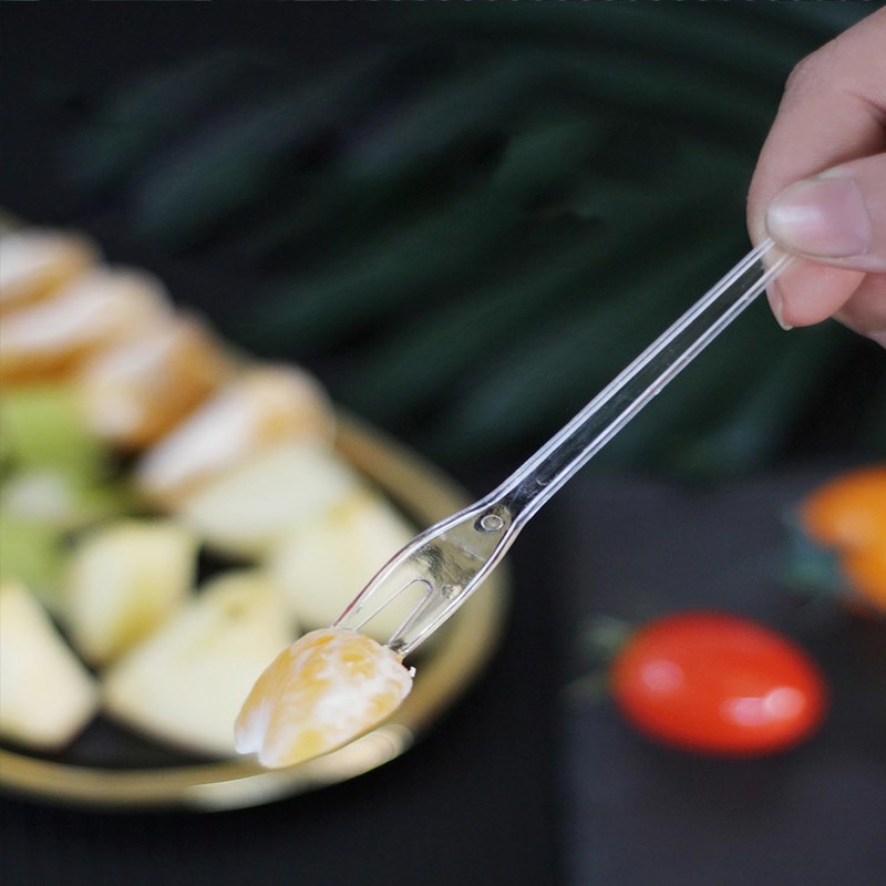 Chenshuo,Disposable Plastic Fruit Forks, Exquisite Appetizer Forks Dessert Cocktail Forks