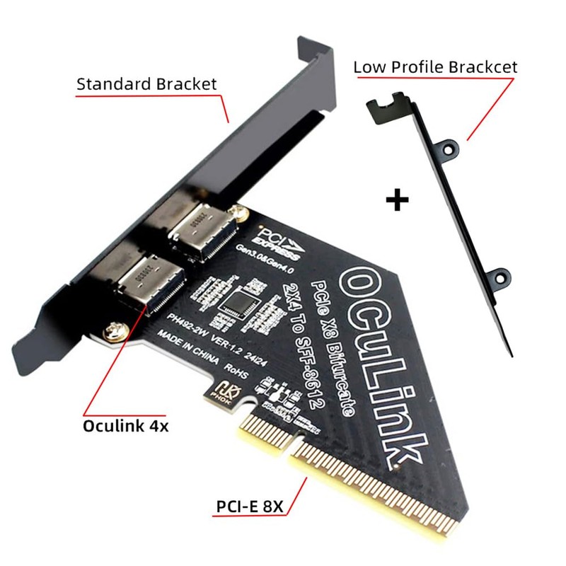Xiwai PCI-Express 4.0 8X PCIE Detachable to Dual Oculink 4X