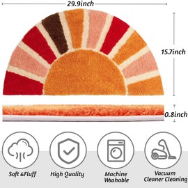 Sun Bath Mat,Boho Bath Mat,Half Circle Bath Mat,Half Circle Rug,Rainbow Bath Mat,Sun Rug,sun bathroom rug,Rainbow Door Mat,Bath Mat Half Circle Boho,Floor Mat Colorful for Home Bathroom Kitchen