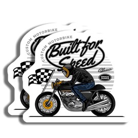 2-Pack Built for Speed Stickers - Custom Motorcycle Decal - Classic Racer Bike Design - Speed and Power Emblem “ 5-Inch - PLDFS09066