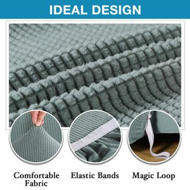 Flamingo P Stretch Recliner Chair Cover Recliner Cover for Electric/Manual Style | Furniture Cover for Reclining with Side Pocket, Soft Checked Jacquard Fabric Form Fitted Standard/Oversized - Sage