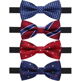 AUSKY 4 Packs Adjustable Pre-tied Bow Tie for Infant baby boys Toddler Child Kids in Different style color (Kids K)
