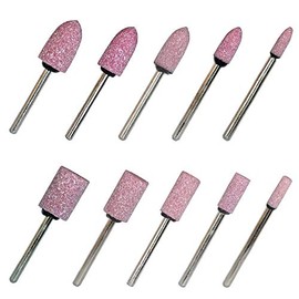 Pirhosigma Abrasive Stone Mounted Points Grinding Head Wheel Bits Polishing Rotary Tool Bullet and Cylinder Shaped Pink 3mm Shank 4, 6, 8, 10, 12 mm Head Size