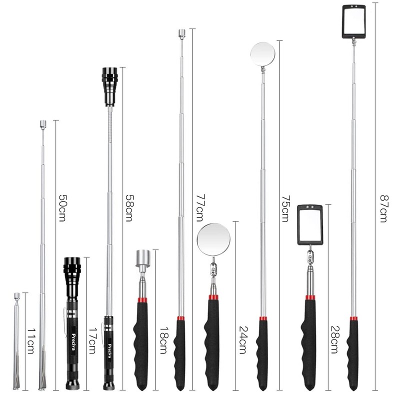 Preciva 5PCS Magnetic Telescoping Pick-up Tool Kit with 15lb &1lb