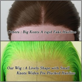 BTWTRY Lime Green Wig Long Straight Lemon Green Synthetic Lace Front Wigs Pre Plucked Natural Hairline for Black Women Heat Resistant Fiber Hair Cosplay Daily Wear Wig (Lime Green)