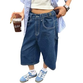EMMIOL Women Jorts Jean Denim Shorts Mid Waist Baggy Wide Leg Capri Jeans Trendy Y2k Clothes