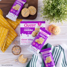 Quest Nutrition Quest Nutrition Frosted Cookies Twin Pack, Birthday Cake, 1g Sugar, 10g Protein, 2g Net Carbs, Gluten Free, 8 Count(Pack of 1)