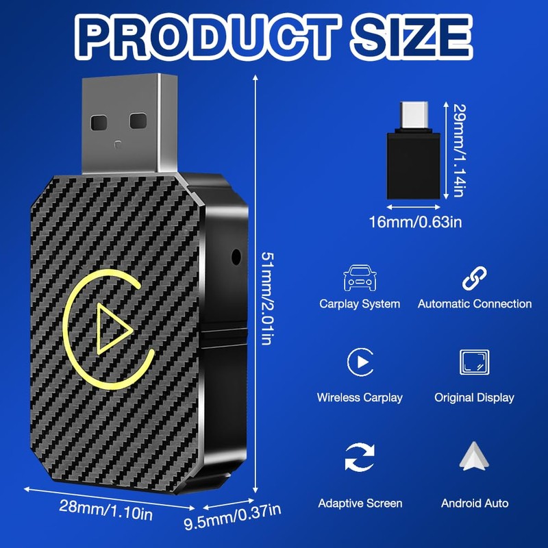 AVCXEC Android Car Wireless Adapter, Carplay Wireless Adapter, 2 in