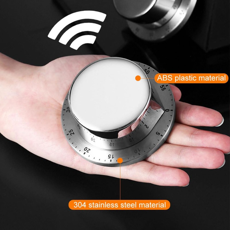 Kitchen Cooking Timers,Magnetic Adsorption Mechanical Desk Timer Stainless Steel Chassis